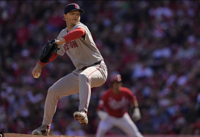 Boston Red Sox starter on the mound against Cincinnati